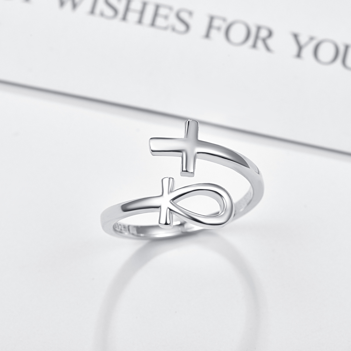 Sterling Silver Ankh & Cross Open Ring-4