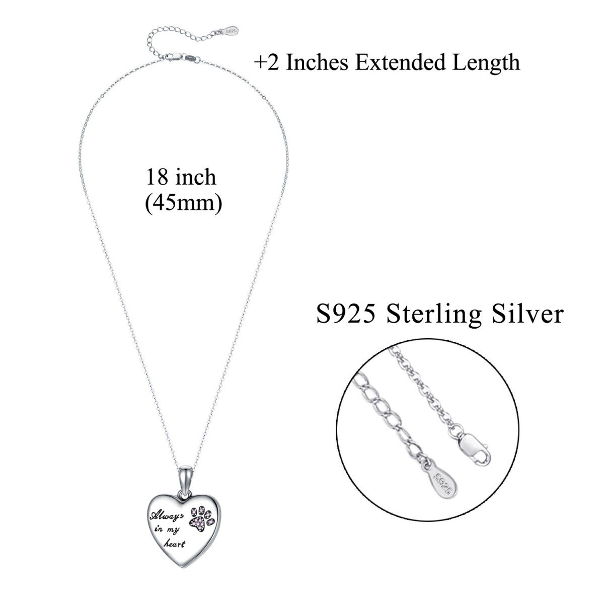 Sterling Silber Zirkon Pfote Urne Halskette mit eingraviertem Wort-6