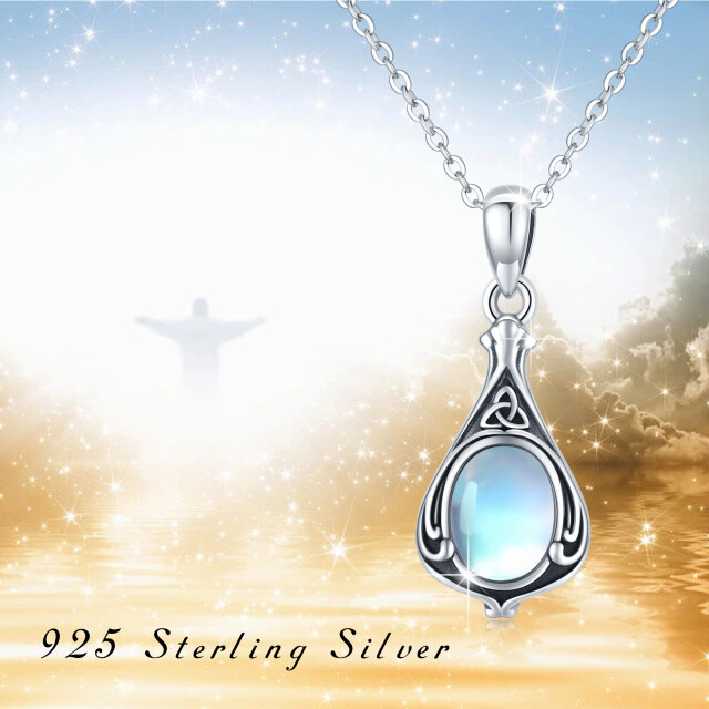Sterling Silber Mondstein keltischen Knoten & Triforce Urne Halskette für Asche-4