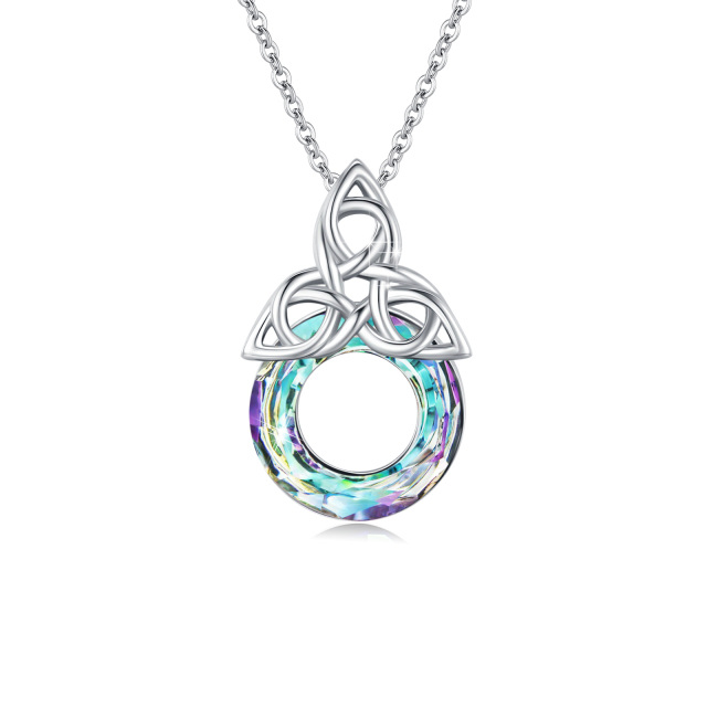 Sterling Silver Celtic Knot Crystal Pendant Necklace-0