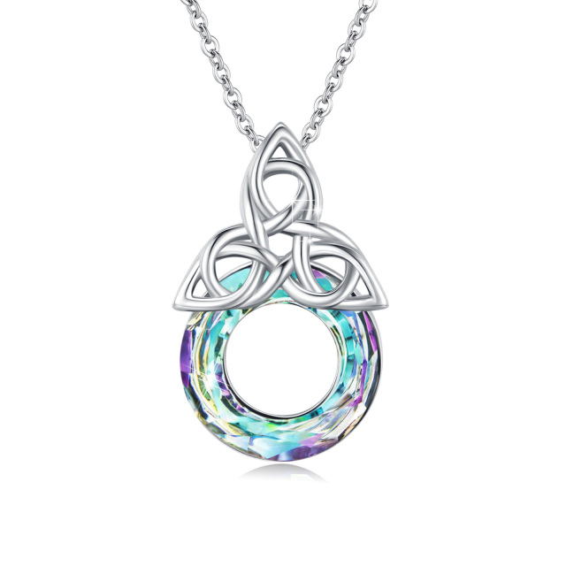 Collier en argent sterling avec pendentif nœud celtique en cristal-3