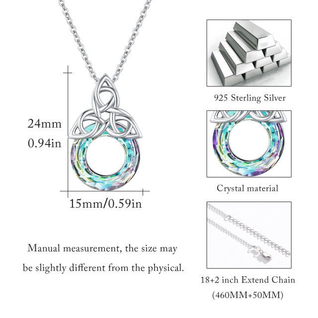 Sterling Silver Celtic Knot Crystal Pendant Necklace-4