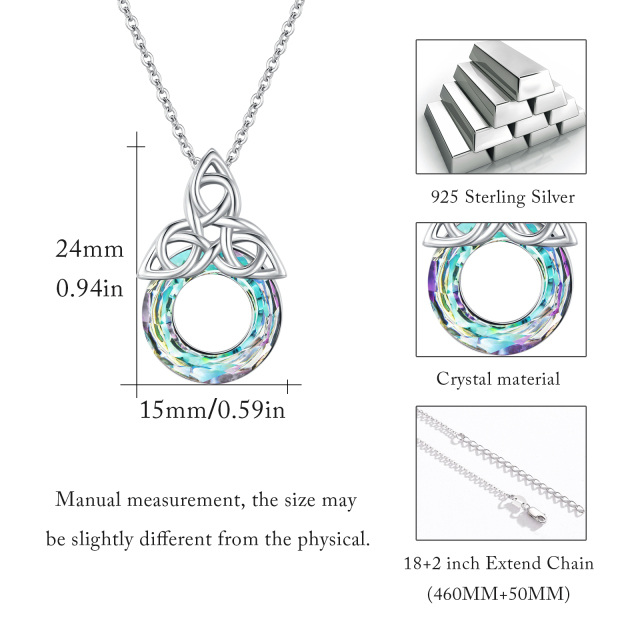 Colar de prata esterlina com pingente de cristal com nó celta-4