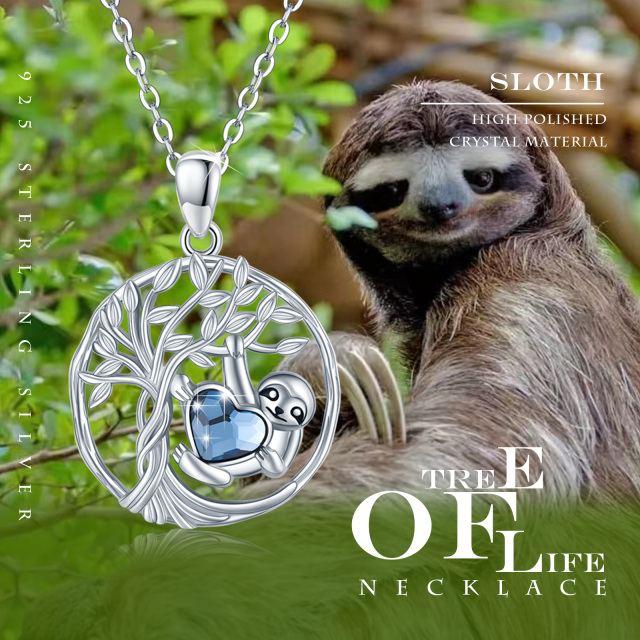 Sterling Silver Cubic Zirconia Sloth Pendant Necklace-6