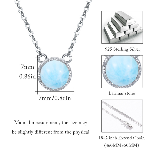 Sterling Silver Circular Shaped Lalimar Stone Round Pendant Necklace-4