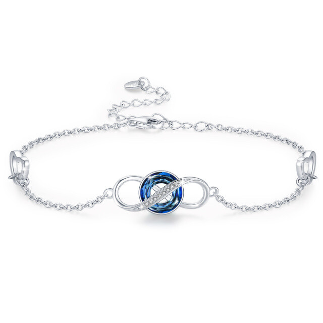 Pulseira de prata esterlina com pingente de símbolo infinito em forma de cristal circular-0