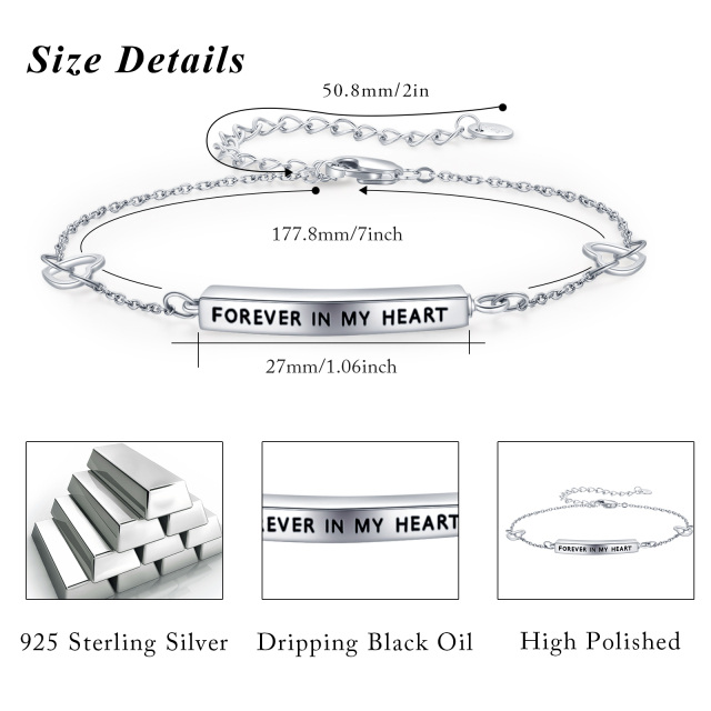 Sterling Silber Bar Urne Armband für Asche mit eingraviertem Wort-6