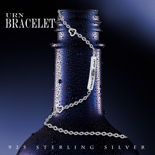 Sterling Silber Bar Urne Armband für Asche mit eingraviertem Wort-4