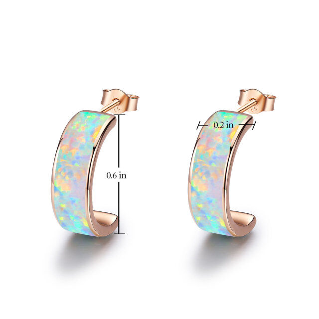 Sterling Silver with Rose Gold Plated Opal Drop Earrings-4