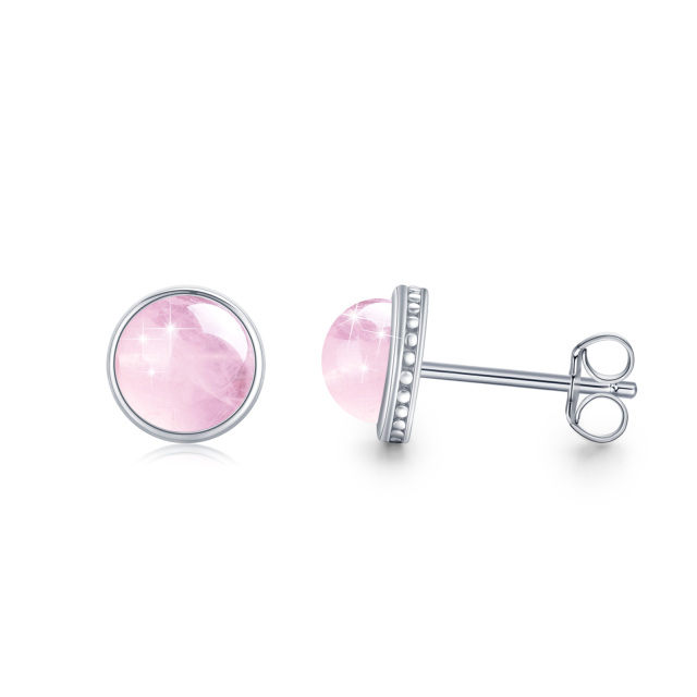 Sterling Silver Crystal Round Stud Earrings-0