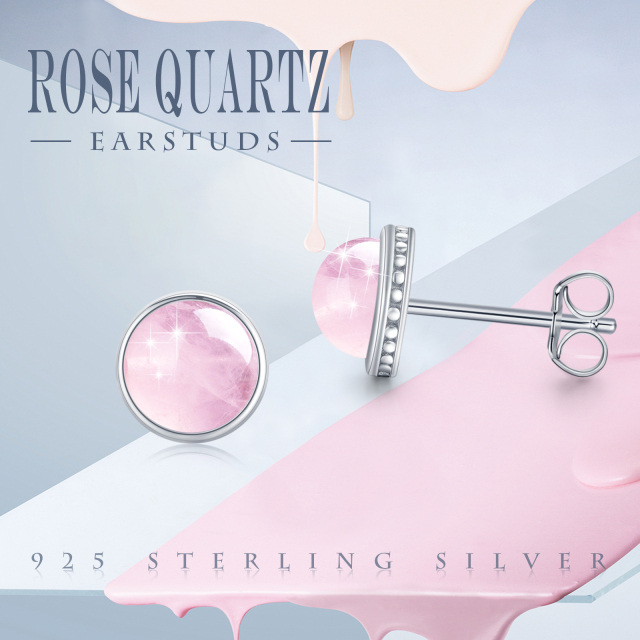 Sterling Silver Crystal Round Stud Earrings-4