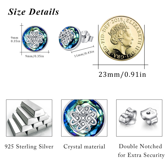 Brincos celtas para mulheres, brincos de cristal de prata esterlina 925-2