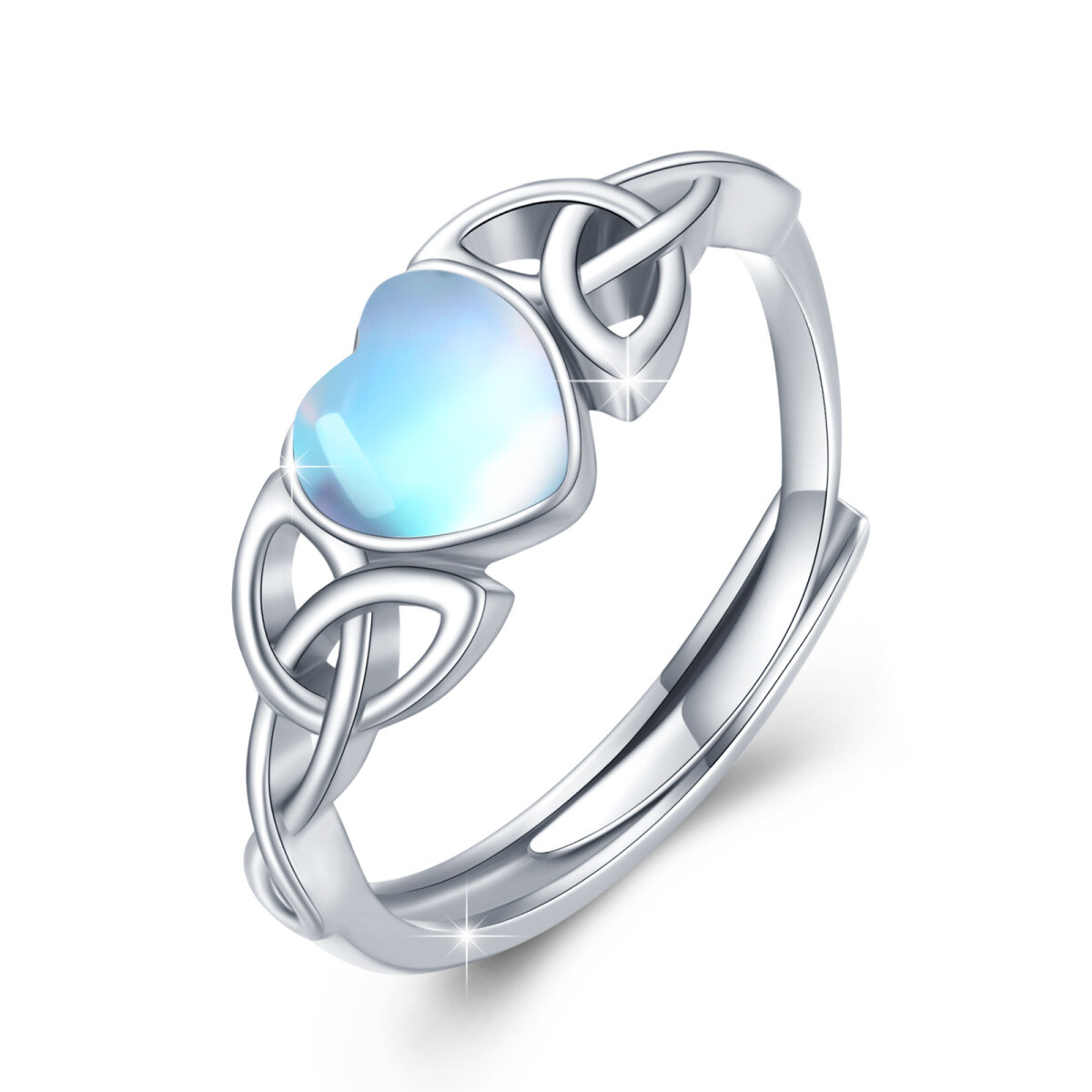 Sterling Silver Heart Shaped Moonstone Heart Ring-1