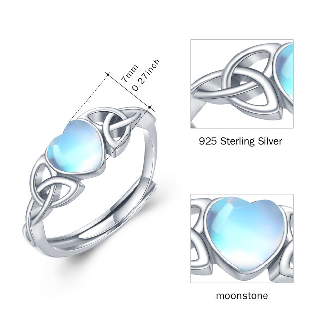 Sterling Silver Heart Shaped Moonstone Heart Ring-4