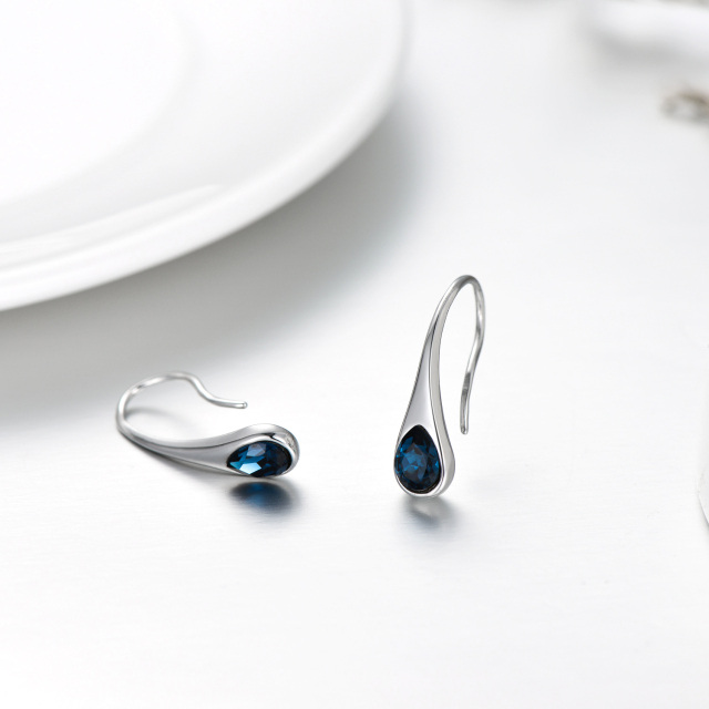 Sterling Silver Crystal Drop Shape Drop Earrings-6