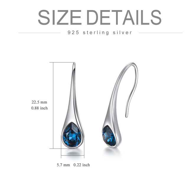 Sterling Silver Crystal Drop Shape Drop Earrings-7