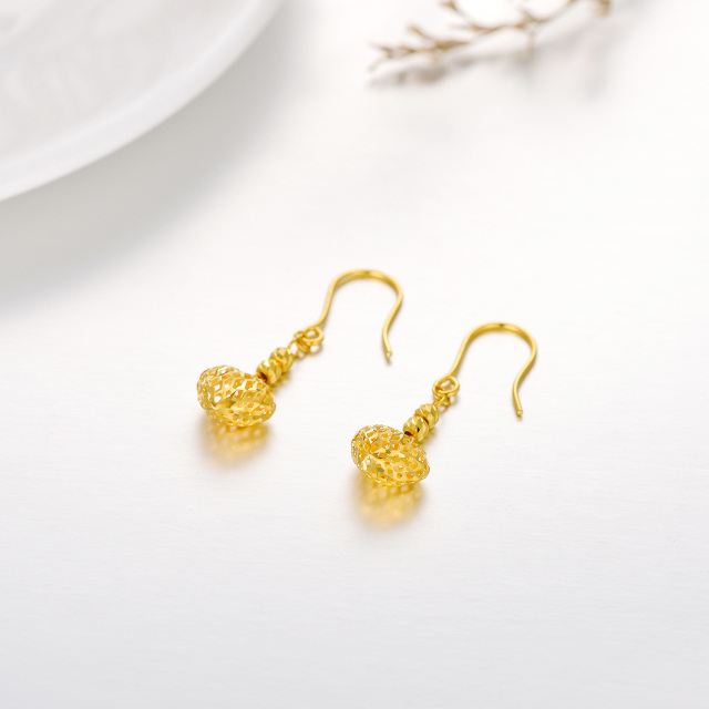 18K Gold Heart Drop Earrings-4