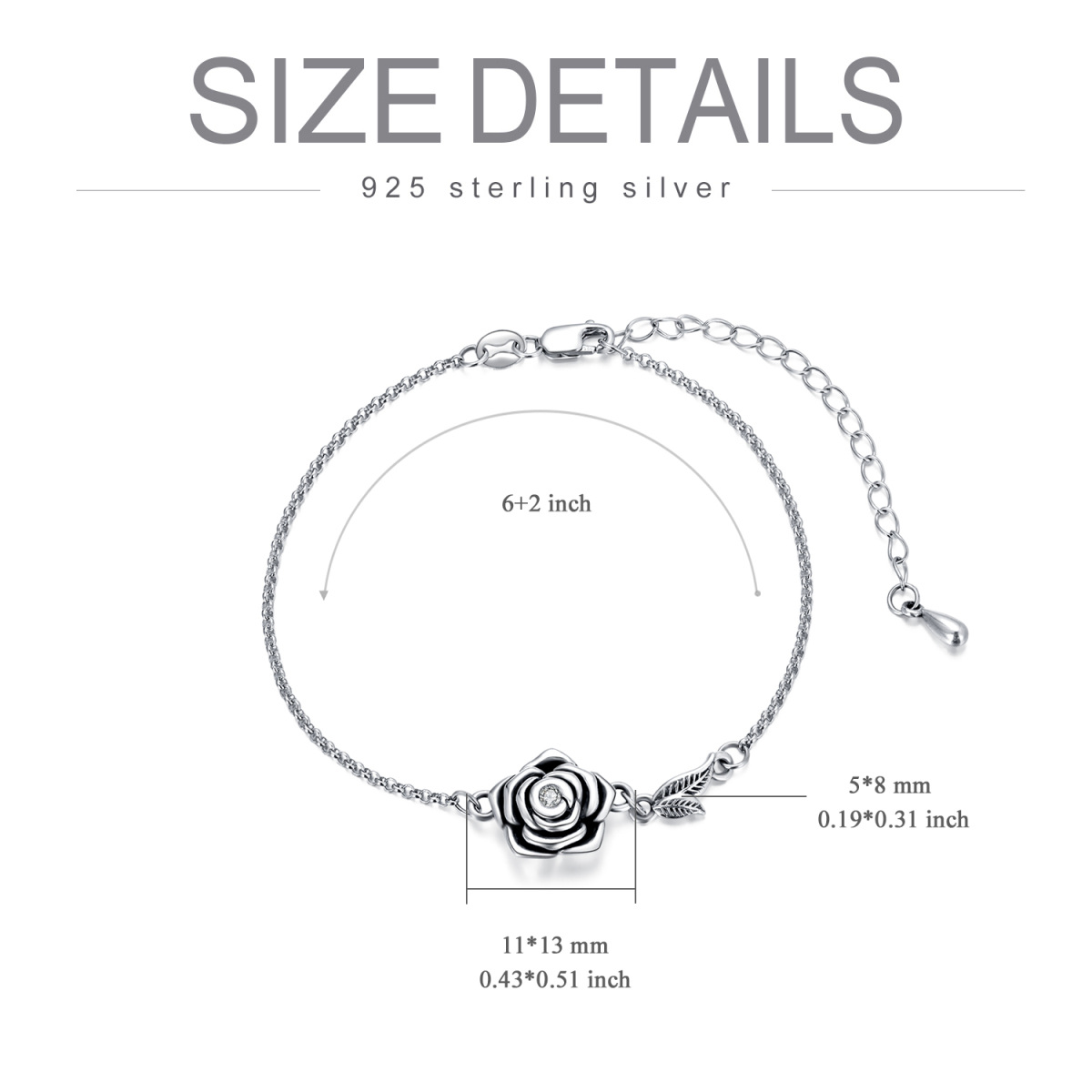 Sterling Silber kreisförmig geformt Kristall Rose Urne Armband für Asche-6