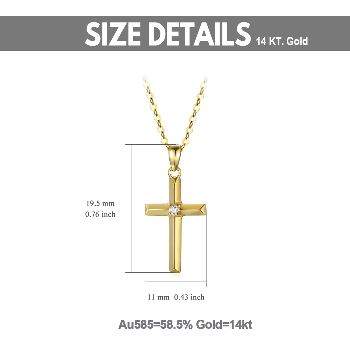14K Gold Diamant Kreuz Anhänger Halskette-7