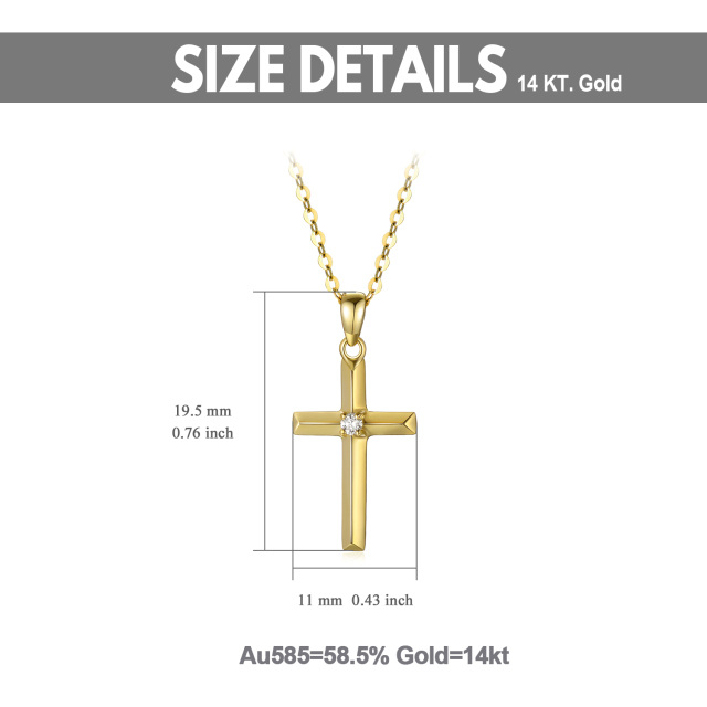 14K Gold Diamant Kreuz Anhänger Halskette-6