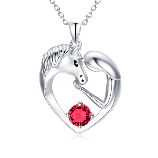 Collana con ciondolo in cristallo a forma di cerchio in argento sterling