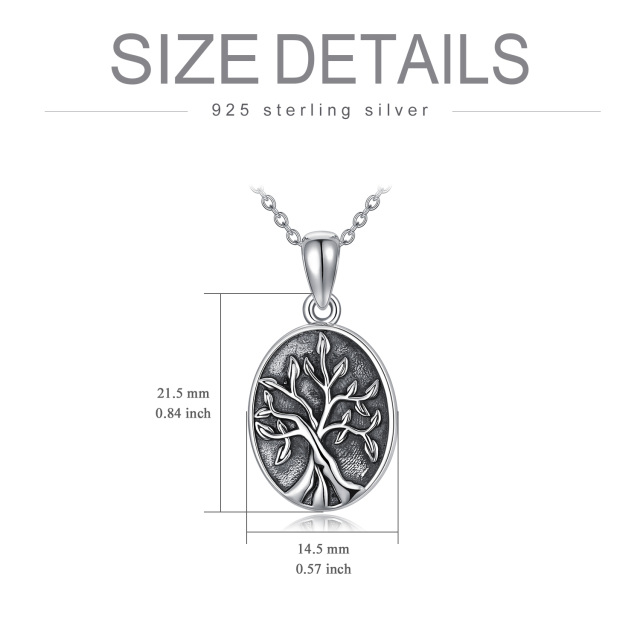 Sterling Silver Tree Of Life Pendant Necklace with Engraved Word-3