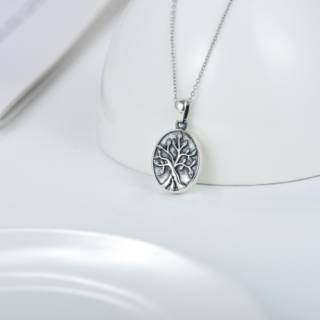 Sterling Silver Tree Of Life Pendant Necklace with Engraved Word-5