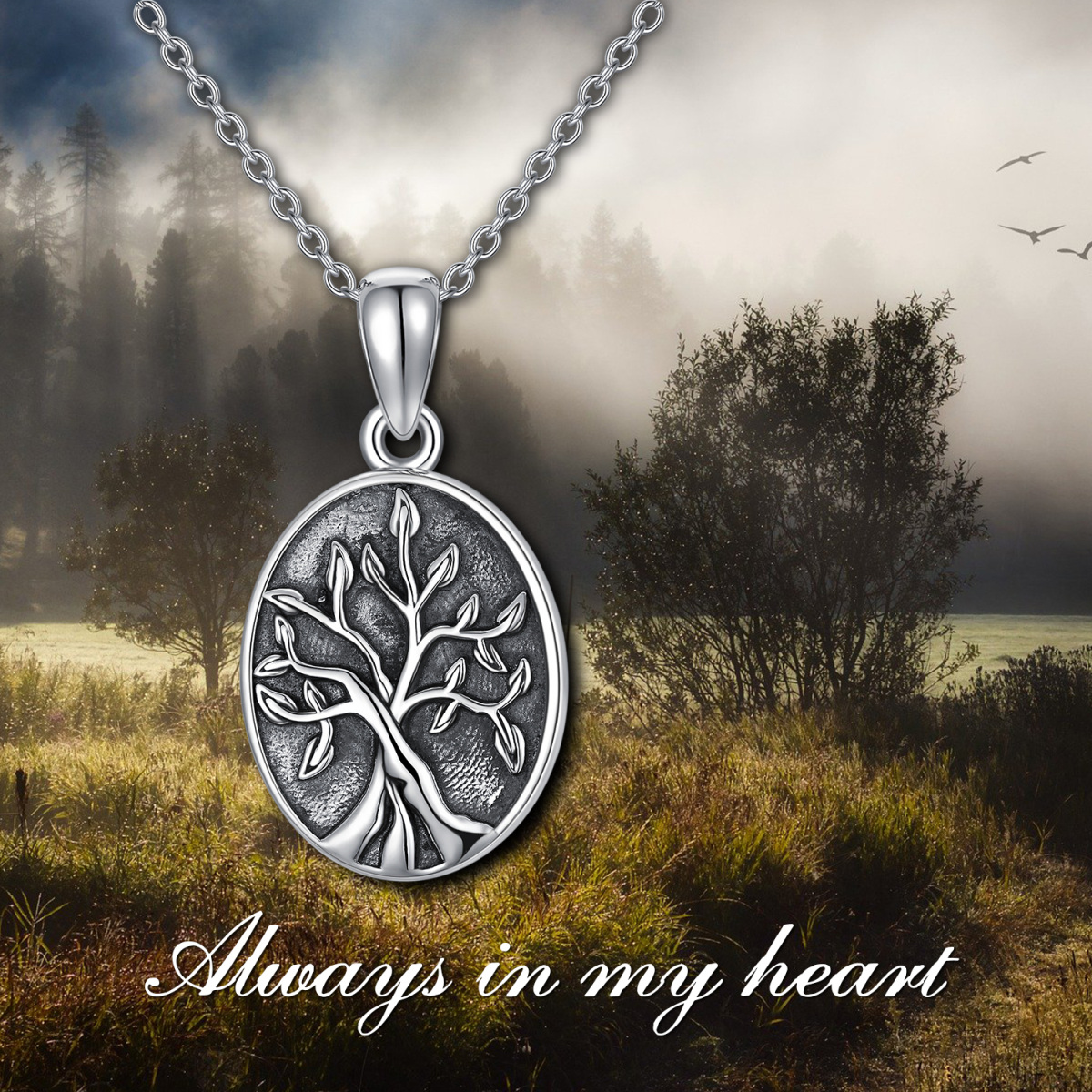 Collier pendentif arbre de vie en argent sterling avec mot gravé-4