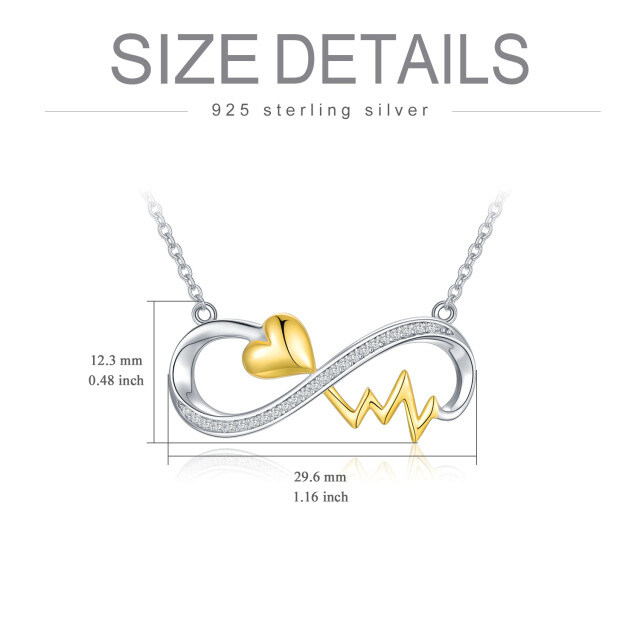 Sterling Silver Two-tone Heart & Infinity Symbol Pendant Necklace-5