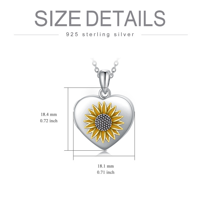 Sterling Silver Two-tone Daisy Personalized Photo Locket Necklace-2