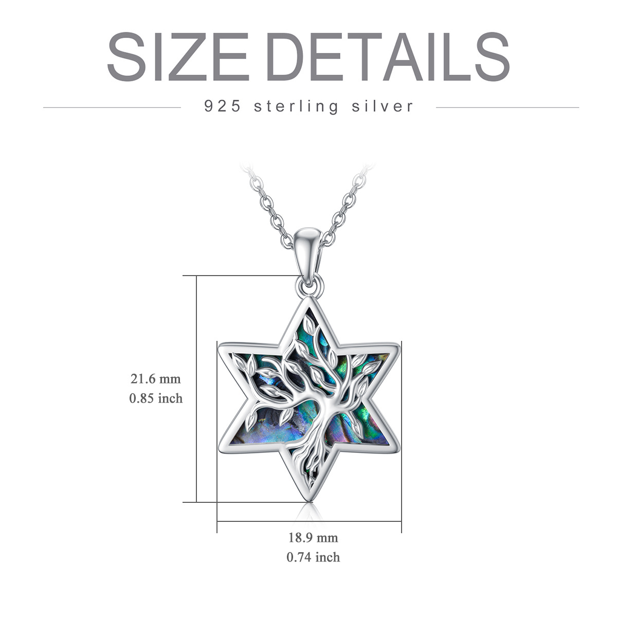 Sterling Silver Opal Tree Of Life & Star Of David Pendant Necklace-6
