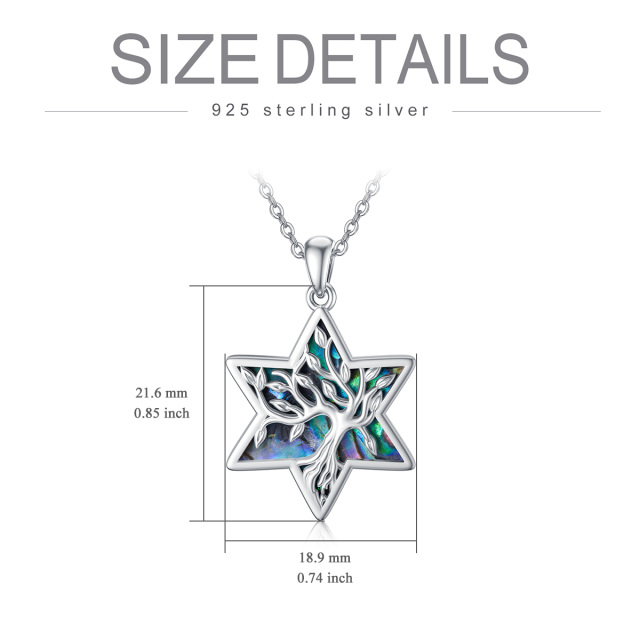 Sterling Silver Opal Tree Of Life & Star Of David Pendant Necklace-5