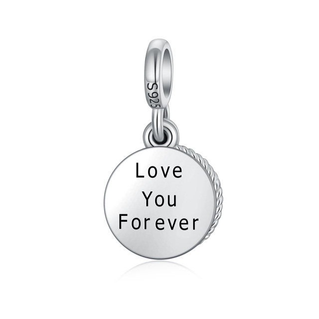 Love Mom Dangle Charms for Bracelets 925 Sterling Silver Round Shaped Mom Charm Bead Jewelry Birthday Gifts for Women-1