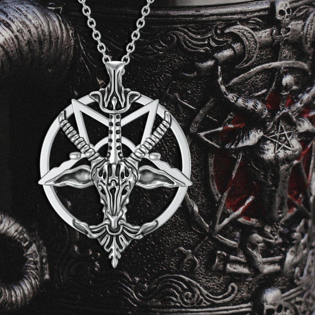 Sterling Silver Pentagram Pendant Necklace-4