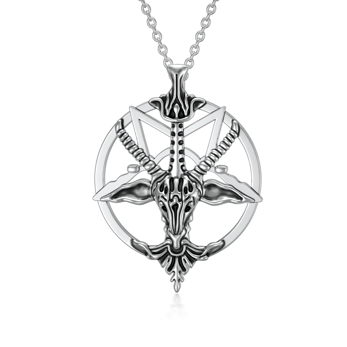 Sterling Silver Pentagram Pendant Necklace-1