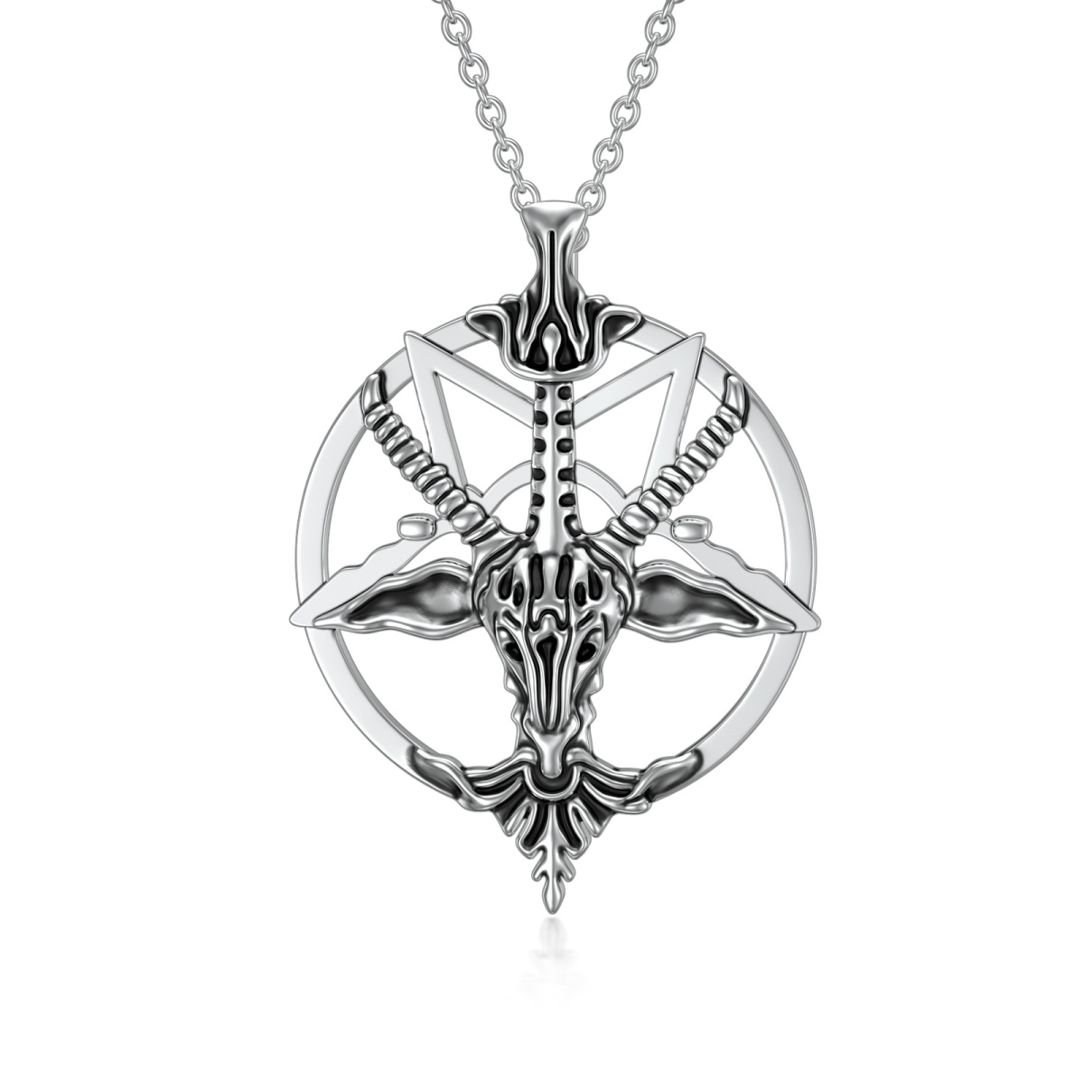 Collier à pendentif pentagramme en argent sterling-1