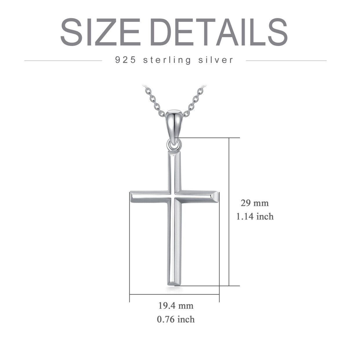 Sterling Silber 3D eckigen Kreuz Urne Halskette für Asche-6