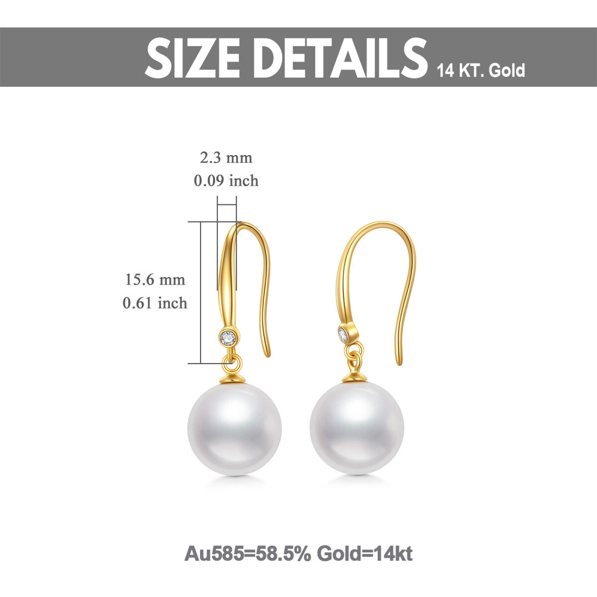 14K Gold Moissanite & Pearl Spherical Drop Earrings-6