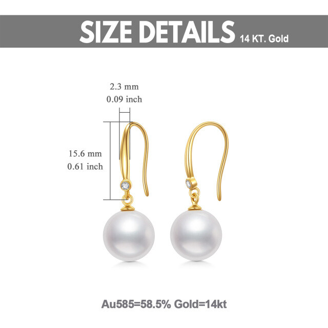 14K Gold Moissanite & Pearl Spherical Drop Earrings-5