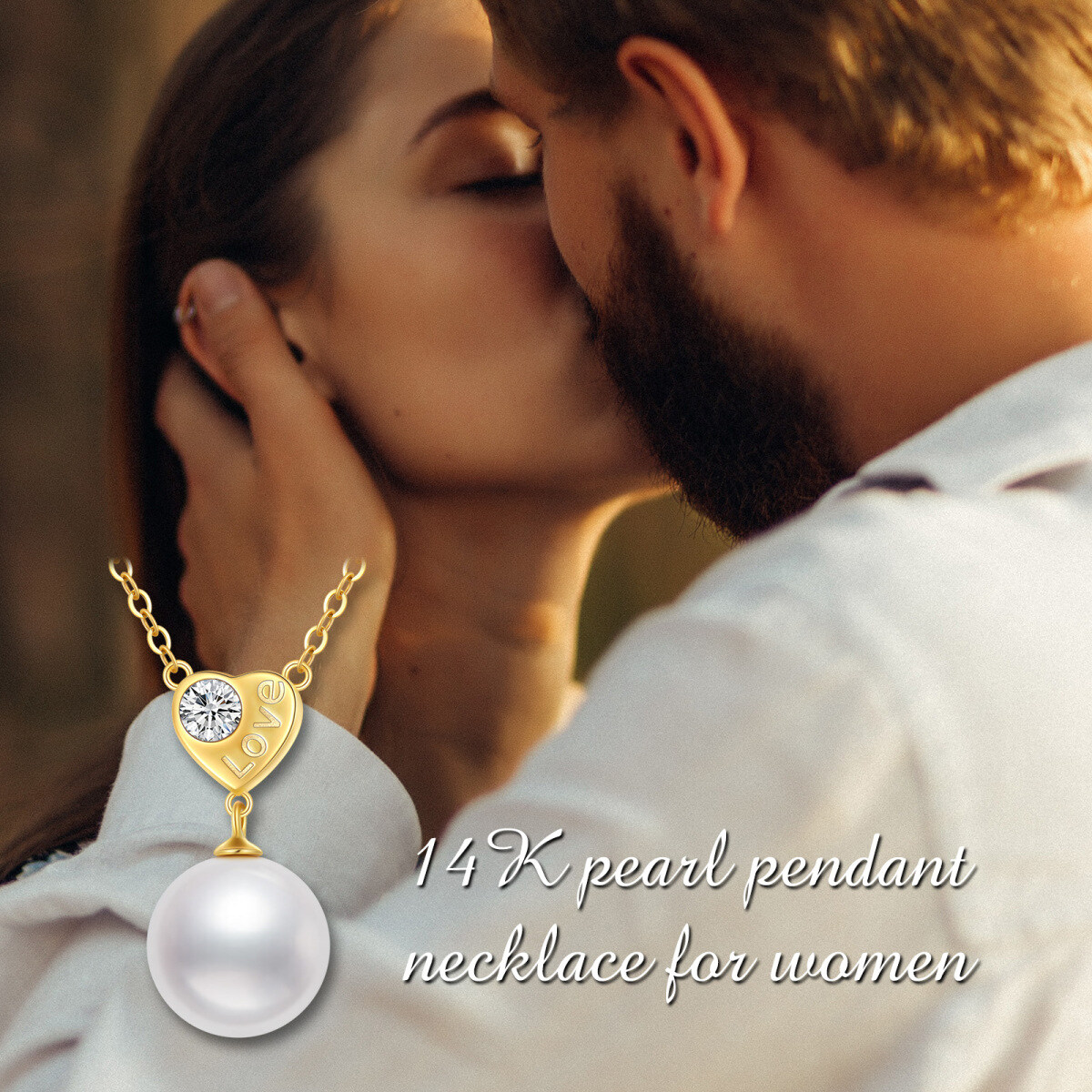 14K Gold Pearl Round Pendant Necklace-4