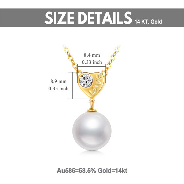 14K Gold Pearl Round Pendant Necklace-2