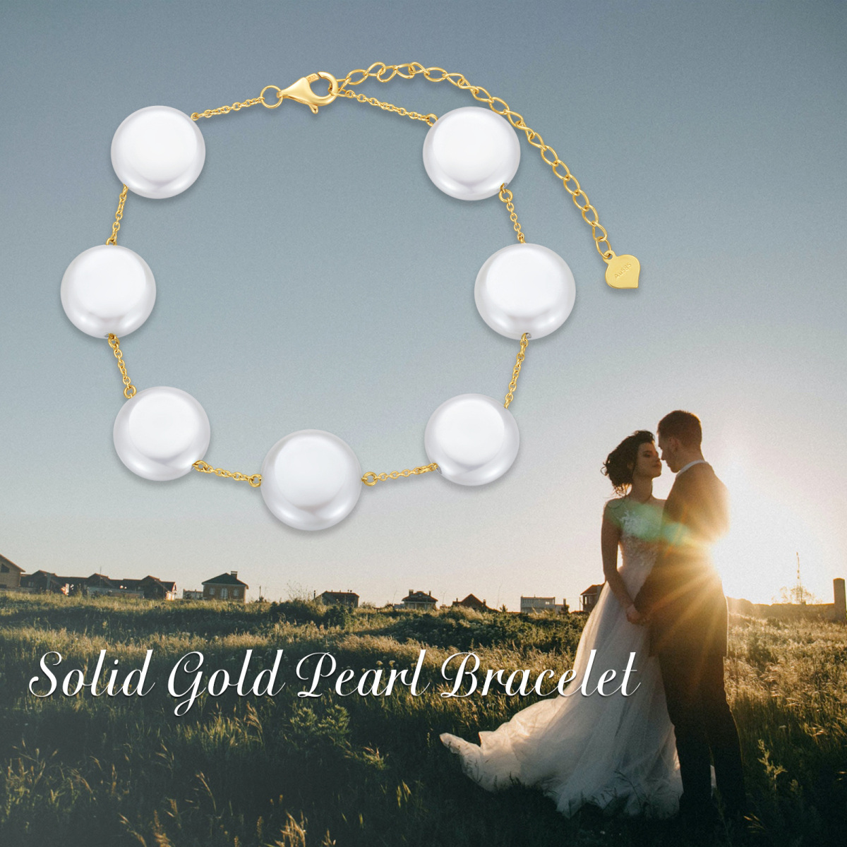 Perlenarmband aus 14 Karat Gold als Hochzeitsgeschenk zum Jahrestag für Frauen-6