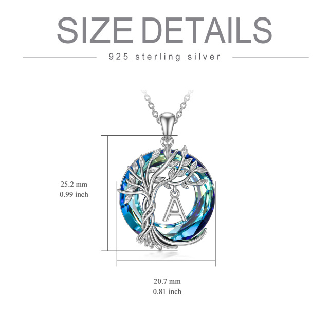 Sterling Silver Tree Of Life Crystal Pendant Necklace-5
