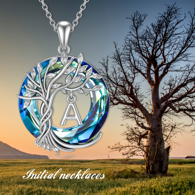 Sterling Silver Tree Of Life Crystal Pendant Necklace-2