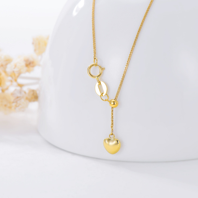14K Gold Heart Wheat Chain Necklace-3