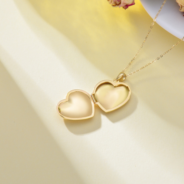 14K Gold Personalized Photo & Heart Pendant Necklace-3