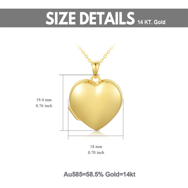 Collana con ciondolo con foto e cuore personalizzati in oro 14K-5