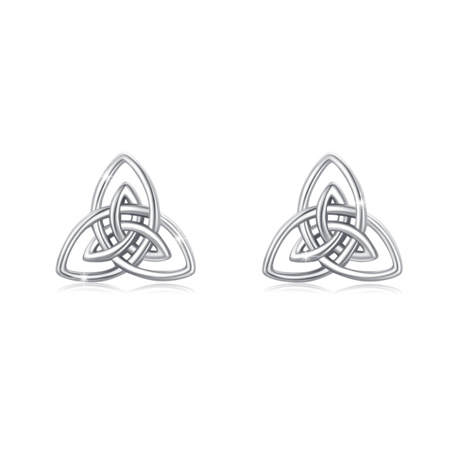 Sterling Silver Celtic Knot Stud Earrings-1