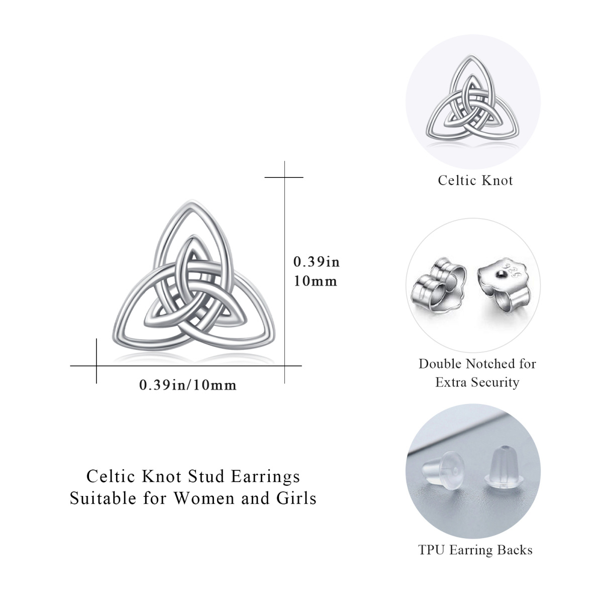 Sterling Silver Celtic Knot Stud Earrings-5