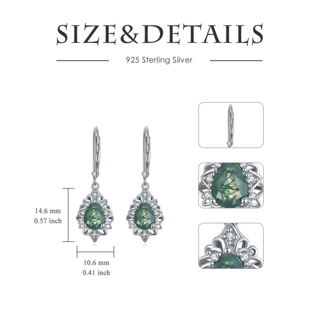 0,13 Karat natürlicher Diamant Moosachat Filigran Ohrringe für Frauen Sterling Silber-4